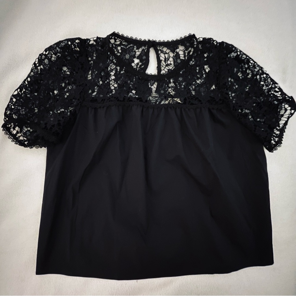 52Seven Lace Trimmed Black Top